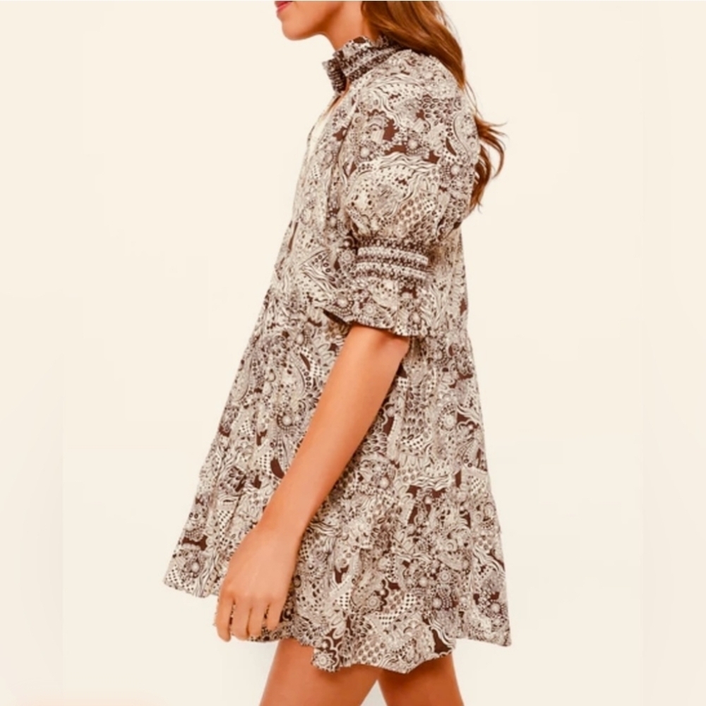 New Hyacinth House Brown Floral Sawyer Mini Dress - Picture 3 of 5